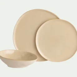 Assiette creuse inclinée en grès D19cm - blanc ventoux