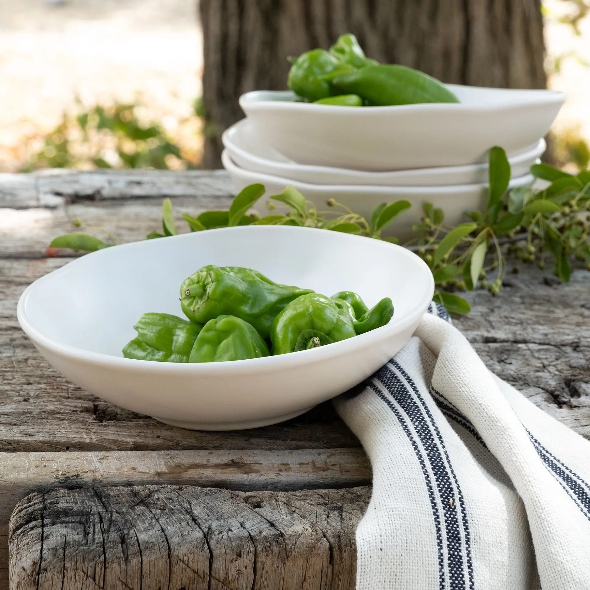 Assiette creuse ondulée en faïence D20cm - blanc ventoux