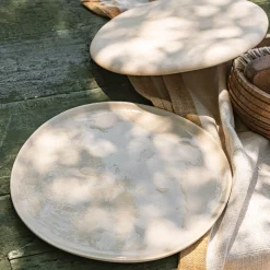 Assiette plate à bord haut en grès D27cm - blanc ventoux