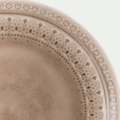 Assiette plate à motifs en grès D26,6cm - beige alpilles