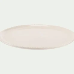 Assiette plate avec liseré perlé en porcelaine D27,60cm - blanc ventoux