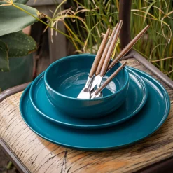 Assiette plate en faïence D28cm - bleu figuerolles