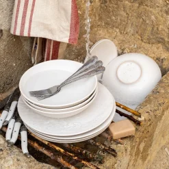 Assiette plate en faïence D26cm - blanc ventoux