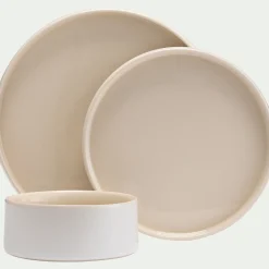Assiette plate en grès D26cm - blanc