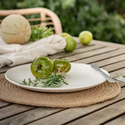Assiette plate en grès D27,5cm - blanc ventoux