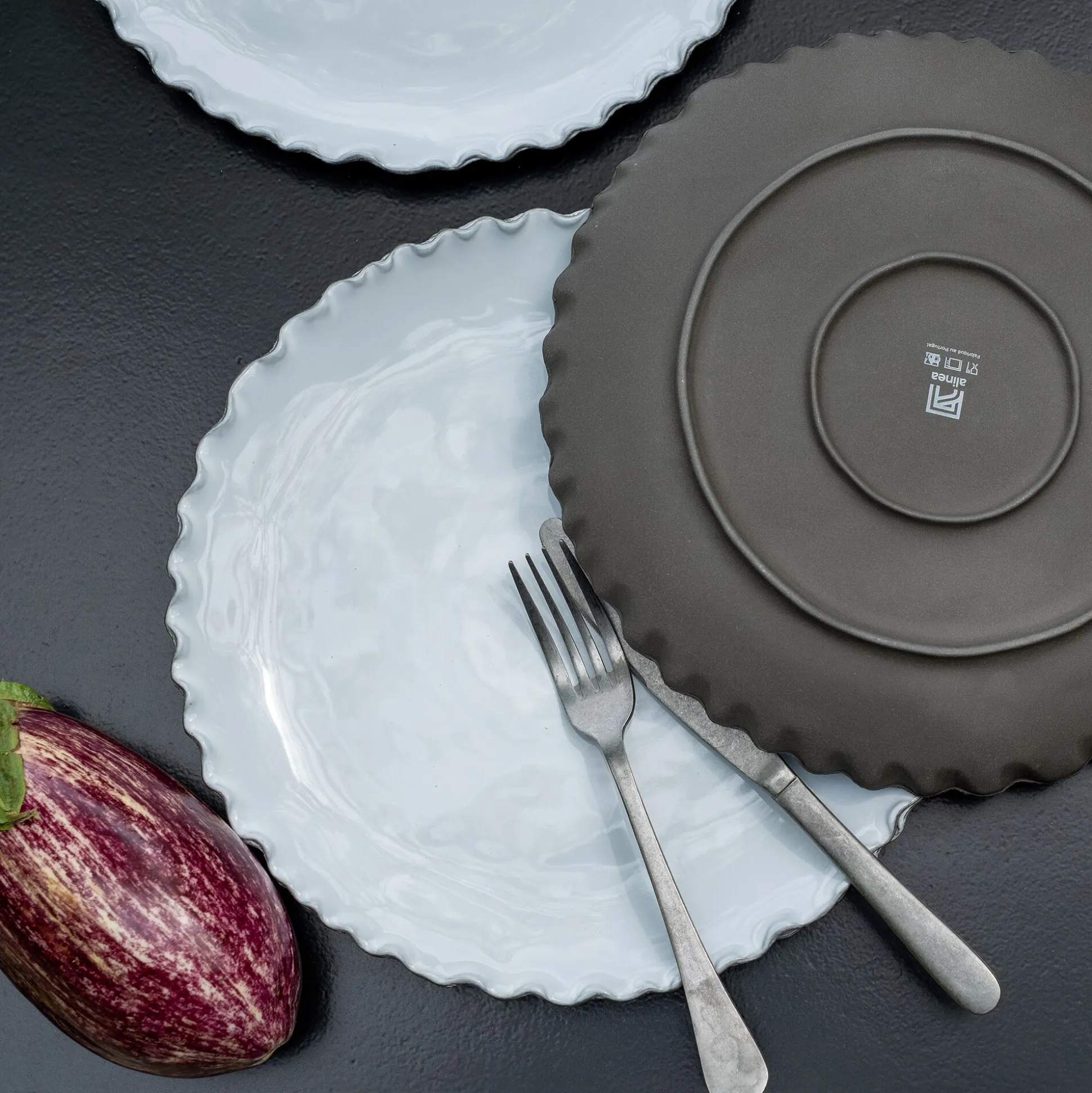 Assiette plate en grès D28cm - blanc