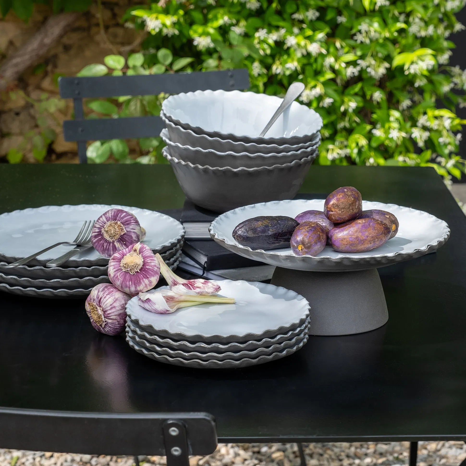 Assiette plate en grès D28cm - blanc