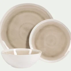Assiette plate en grès D27,5cm - beige alpilles