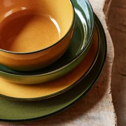 Assiette plate en grès D27,7cm - vert mousse