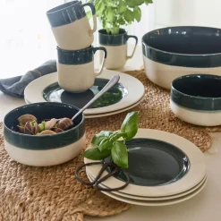 Assiette plate en grès D27,5cm - vert oyat