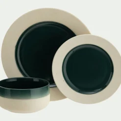 Assiette plate en grès D27,5cm - vert oyat