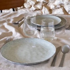 Assiette plate en grès D27,5cm - vert