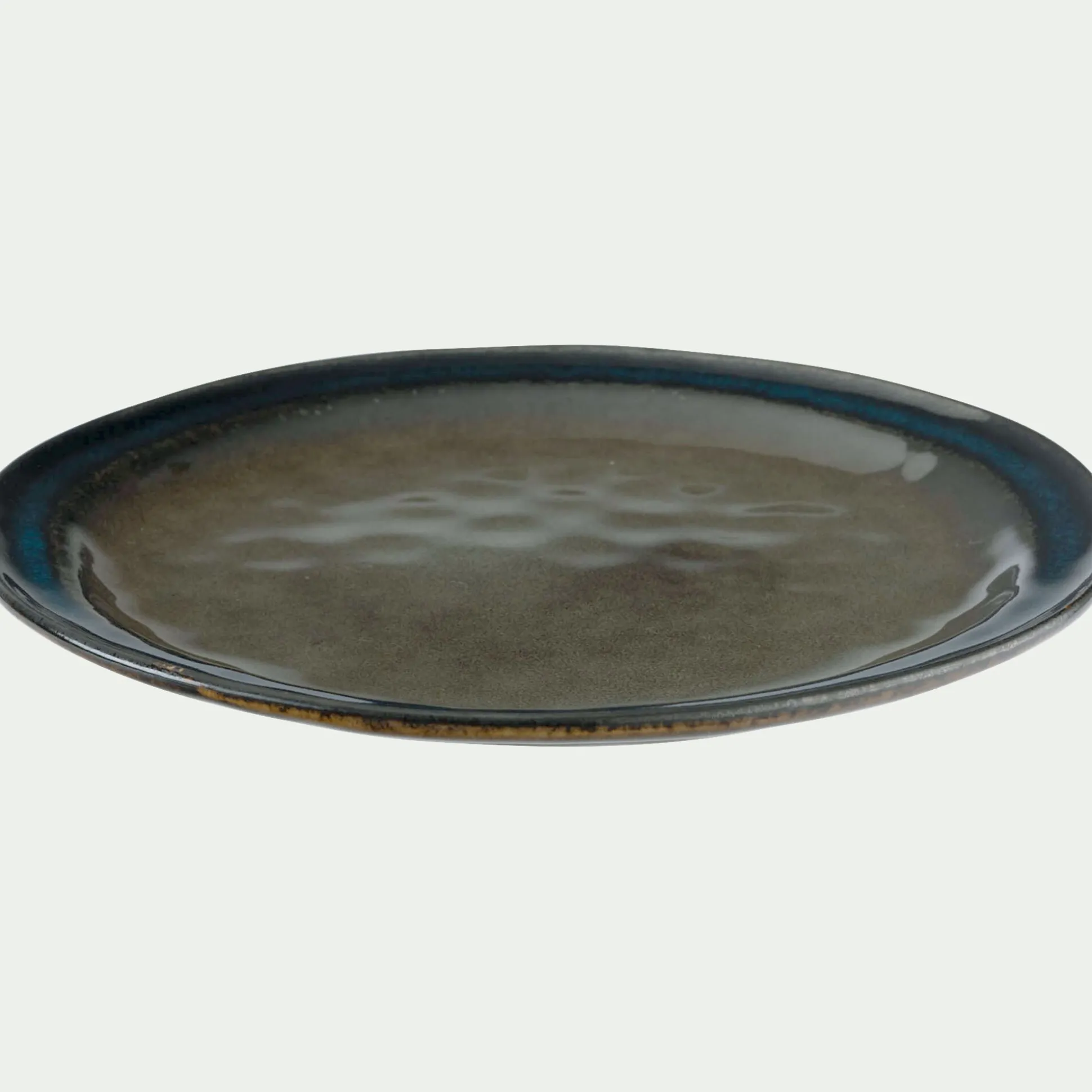 Assiette plate en grès D27cm - vert cèdre