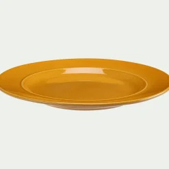 Assiette plate en grès D27,4cm - jaune