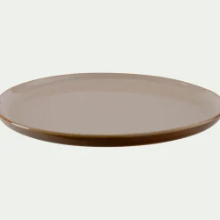 Assiette plate en grès D27,5cm - brun laquier