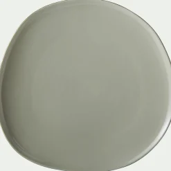 Assiette plate en grès D27cm - vert olivier