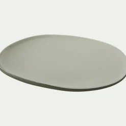 Assiette plate en grès D27cm - vert olivier