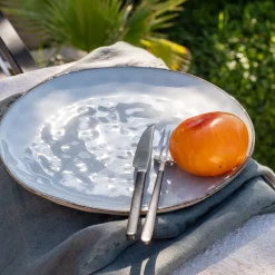 Assiette plate en grès D27,5cm - beige roucas