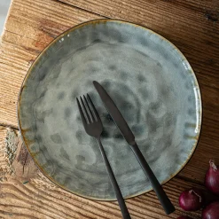 Assiette plate en grès émail réactif D27,5cm - gris