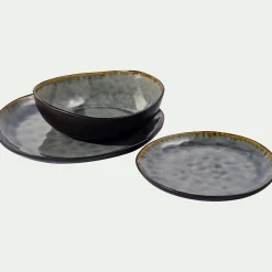 Assiette plate en grès émail réactif D27,5cm - gris