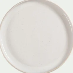 Assiette plate en grès moucheté D26,5cm - blanc