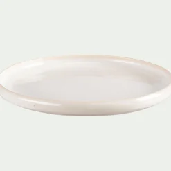 Assiette plate en grès moucheté D26,5cm - blanc