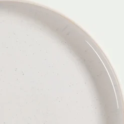 Assiette plate en grès moucheté D26,5cm - blanc