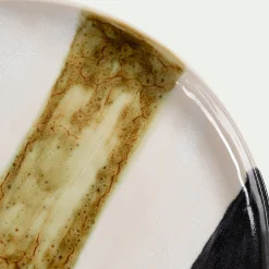 Assiette plate en grès peint D27cm - marron