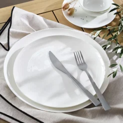 Assiette plate en porcelaine D25cm - blanc