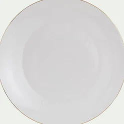 Assiette plate en porcelaine avec liseré doré D26,8cm - blanc