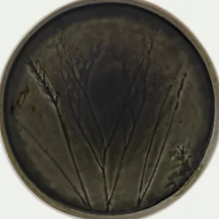 Assiette plate impressions végétales en grès D26cm - vert avocado