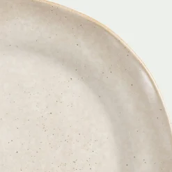 Assiette plate mouchetée en porcelaine D27cm - blanc dune