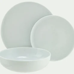 Assiette plate spirale en porcelaine D26cm - blanc