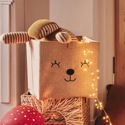 Bac de rangement en carton imprimé - marron