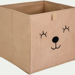 Bac de rangement en carton imprimé - marron