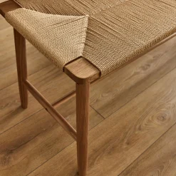 Banc en chêne et corde L120cm - bois clair
