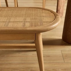 Banc oval en acajou L150cm - bois clair