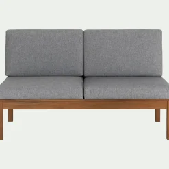 Banquette de jardin en acacia et coussin - gris (2 places)