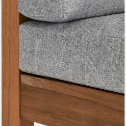 Banquette de jardin en acacia et coussin - gris (2 places)