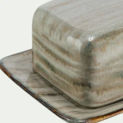 Beurrier en grès réactif 9,5x12,5cm - gris