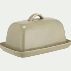 Beurrier en grès 13x20cm - vert