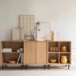 Bibliothèque 2 cases en bois L70xl36xH70cm - bois clair