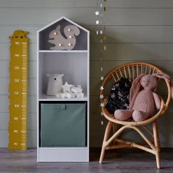 Bibliothèque 2 étagères forme maison pour chambre enfant - blanc