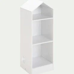 Bibliothèque 2 étagères forme maison pour chambre enfant - blanc