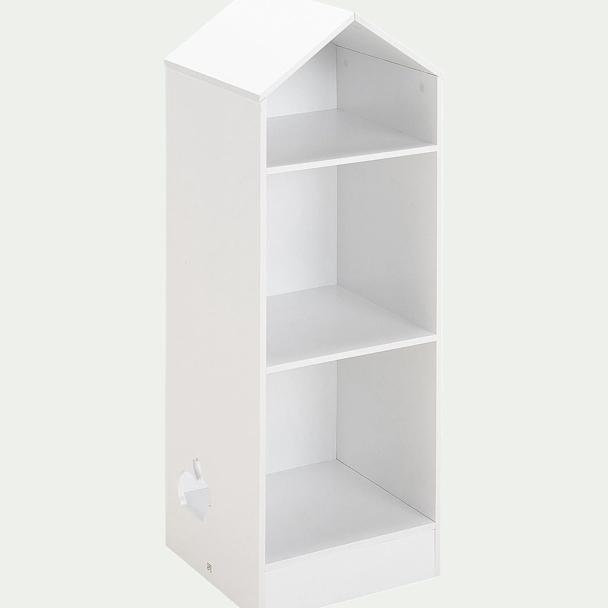 Bibliothèque 2 étagères forme maison pour chambre enfant - blanc