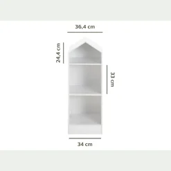 Bibliothèque 2 étagères forme maison pour chambre enfant - blanc