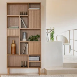 Bibliothèque déstructurée en bois L90xH190cm - bois clair