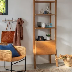 Bibliothèque en bois de chêne H192xL68cm - bois clair