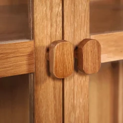 Bibliothèque en chêne et verre - bois clair