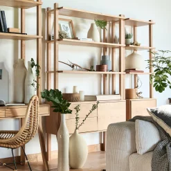 Bibliothèque en chêne massif L118xl42xH192cm - bois clair